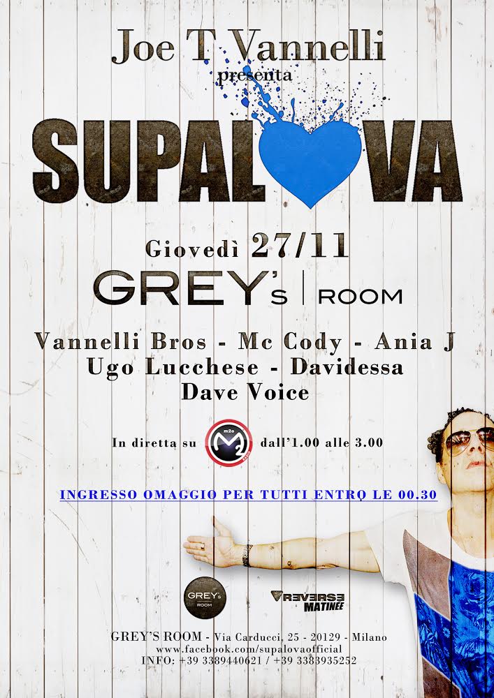 Foto: Giovedì 27 Novembre Supalova On Tour Grey’s Room Milano