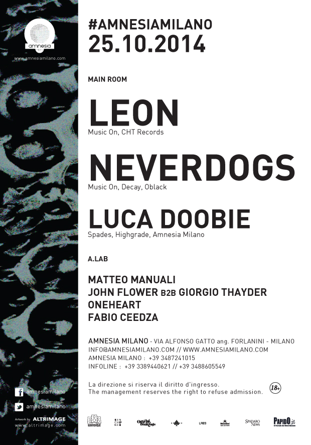 Sabato 25 Ottobre Leon Amnesia Milano