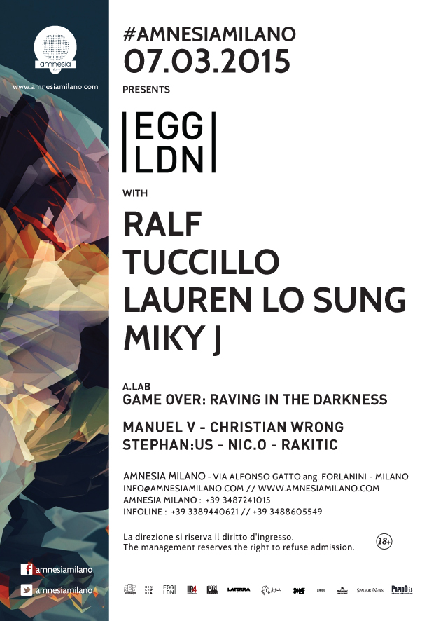 Sabato 7 Marzo Ralf Amnesia Milano