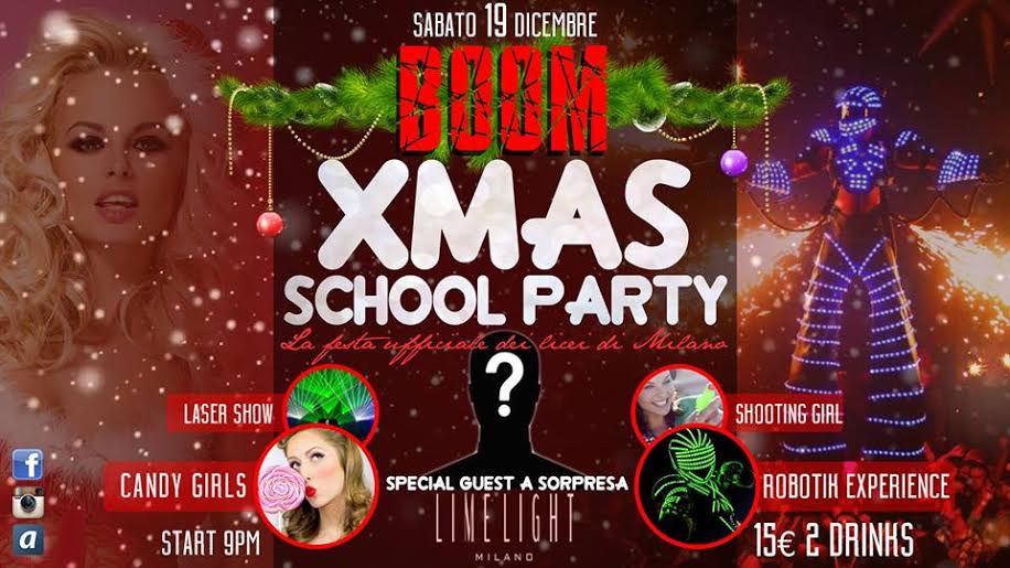 Banner Boom Christmas School Party Limelight Milano - Milanoindiscoteca