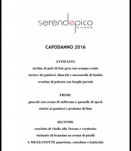 Menù Cenone Capodanno 2016 Serendepico Milano - Milanoindiscoteca