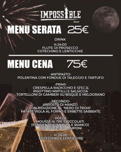 menu capodanno impossible 2022