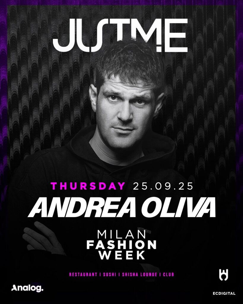 Mfw 2025 Andrea Olica Dj justme 25 settembre 2025 info 351-6641431