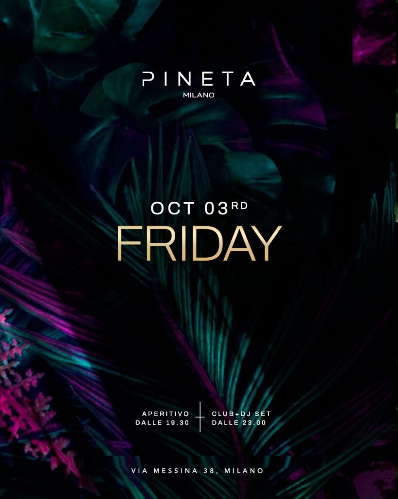 pineta milano venerdi 3 ottobre 2025 info 351-6641431