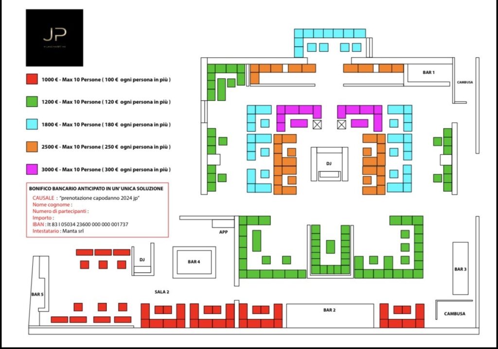 prezzi tavoli pineta mima 2026 capodanno info 351-6641431